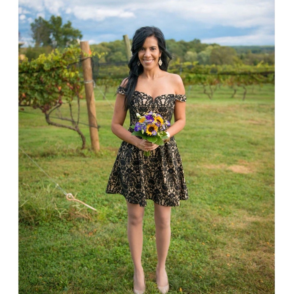 Francesca's Collections Black Nude Lace Mini Dress